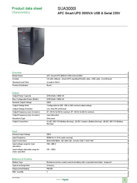 apc ups 3000va datasheet